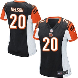 Nike Bengals #20 Reggie Nelson Black Team Color Womens Stitched NFL Elite Jersey