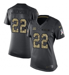 Nike Bengals #22 William Jackson Black Womens Stitched NFL Limited 2016 Salute to Service Jersey