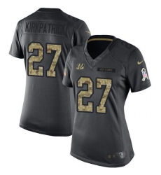 Nike Bengals #27 Dre Kirkpatrick Black Womens Stitched NFL Limited 2016 Salute to Service Jersey