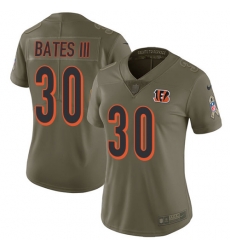 Nike Bengals #30 Jessie Bates III Olive Womens Stitched NFL Limited 2017 Salute to Service Jersey