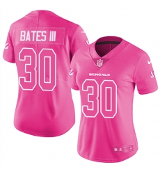 Nike Bengals #30 Jessie Bates III Pink Womens Stitched NFL Limited Rush Fashion Jersey