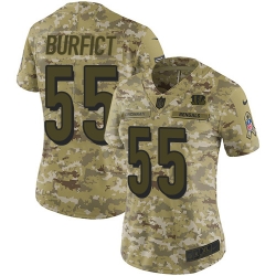 Nike Bengals #55 Vontaze Burfict Camo Women Stitched NFL Limited 2018 Salute to Service Jersey