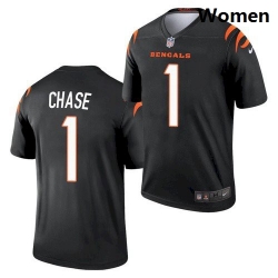 Women Cincinnati Bengals #1 Ja'Marr Chase Black 2021 Legend Football Jersey