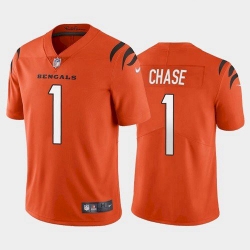 Women Cincinnati Bengals #1 Ja'Marr Chase Orange 2021 Draft Jersey