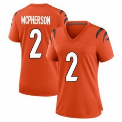 Women Cincinnati Bengals #2 Evan McPherson 2021 Orange Vapor Limited Stitched NFL Jersey