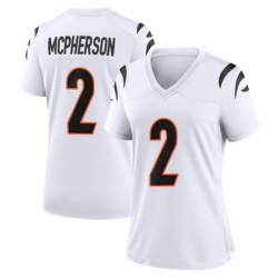 Women Cincinnati Bengals #2 Evan McPherson 2021 White Vapor Limited Stitched NFL Jersey