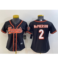 Women Cincinnati Bengals 2 Evan McPherson Black With Patch Cool Base Stitched Baseball Jersey
