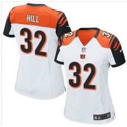 Women Nike Bengals #32 Jeremy Hill White Stitched NFL Elite Jersey