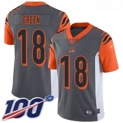 Bengals #18 A J  Green Silver Youth Stitched Football Limited Inverted Legend 100th Season Jersey