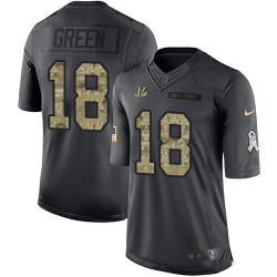 Nike Bengals #18 A J Green Black Youth Stitched NFL Limited 2016 Salute to Service Jersey