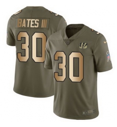 Nike Bengals 30 Jessie Bates III Olive Gold Youth Salute To Service Limited Jersey