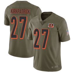 Youth Nike Bengals #27 Dre Kirkpatrick Olive Stitched NFL Limited 2017 Salute to Service Jersey