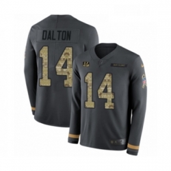 Youth Nike Cincinnati Bengals 14 Andy Dalton Limited Black Salute to Service Therma Long Sleeve NFL Jersey