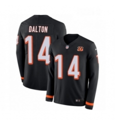 Youth Nike Cincinnati Bengals 14 Andy Dalton Limited Black Therma Long Sleeve NFL Jersey