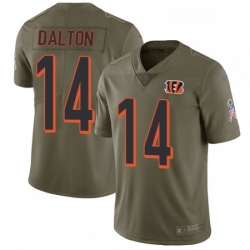 Youth Nike Cincinnati Bengals 14 Andy Dalton Limited Olive 2017 Salute to Service NFL Jersey