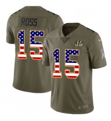 Youth Nike Cincinnati Bengals 15 John Ross Limited OliveUSA Flag 2017 Salute to Service NFL Jersey