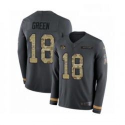 Youth Nike Cincinnati Bengals 18 AJ Green Limited Black Salute to Service Therma Long Sleeve NFL Jersey