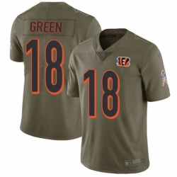 Youth Nike Cincinnati Bengals 18 AJ Green Limited Olive 2017 Salute to Service NFL Jersey