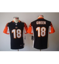 Youth Nike Cincinnati Bengals 18# A.J.Green Black Color[Youth Limited Jerseys]