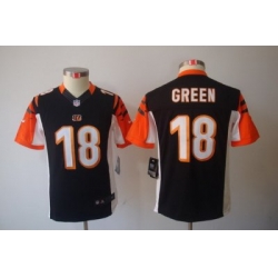 Youth Nike Cincinnati Bengals 18# A.J.Green Black Color[Youth Limited Jerseys]