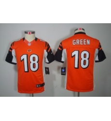 Youth Nike Cincinnati Bengals 18# A.J.Green Orange Color[Youth Limited Jerseys]