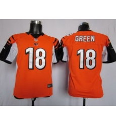 Youth Nike Cincinnati Bengals 18# A.J.Green Orange NFL Jerseys