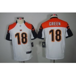 Youth Nike Cincinnati Bengals 18# A.J.Green White Color[Youth Limited Jerseys]