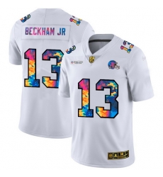 Cleveland Browns 13 Odell Beckham Jr  Men White Nike Multi Color 2020 NFL Crucial Catch Limited NFL Jersey