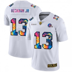 Cleveland Browns 13 Odell Beckham Jr  Men White Nike Multi Color 2020 NFL Crucial Catch Limited NFL Jersey
