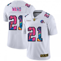 Cleveland Browns 21 Denzel Ward Men White Nike Multi Color 2020 NFL Crucial Catch Limited NFL Jersey