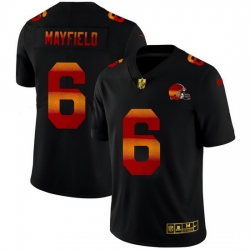Cleveland Browns 6 Baker Mayfield Men Black Nike Red Orange Stripe Vapor Limited NFL Jersey