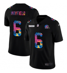 Cleveland Browns 6 Baker Mayfield Men Nike Multi Color Black 2020 NFL Crucial Catch Vapor Untouchable Limited Jersey
