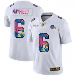 Cleveland Browns 6 Baker Mayfield Men White Nike Multi Color 2020 NFL Crucial Catch Limited NFL Jersey