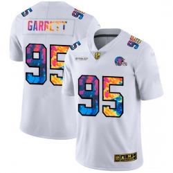 Cleveland Browns 95 Myles Garrett Men White Nike Multi Color 2020 NFL Crucial Catch Limited NFL Jersey