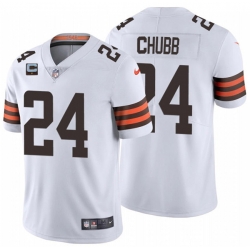 Men Cleveland Browns 2022 #24 Nick Chubb White With 1-star C Patch Vapor Untouchable Limited NFL Stitched Jersey