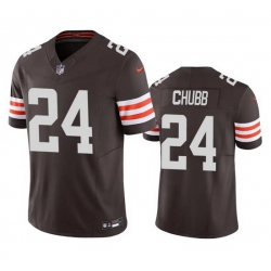 Men Cleveland Browns 24 Nick Chubb Brown 2023 F.U.S.E. Vapor Untouchable Limited Stitched Jersey