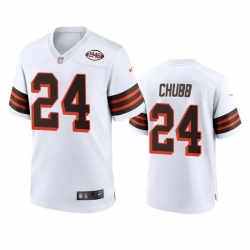 Men Cleveland Browns 24 Nick Chubb Nike 1946 Collection Alternate Game Limited NFL Jersey  White