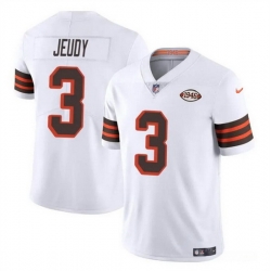 Men Cleveland Browns 3 Jerry Jeudy White 1946 Collection Vapor Limited Stitched Football Jersey