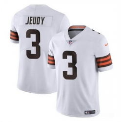 Men Cleveland Browns 3 Jerry Jeudy White Vapor Limited Stitched Football Jersey
