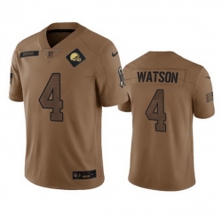 Men Cleveland Browns 4 Deshaun Watson 2023 Brown Salute To Service Limited Stitched Jersey