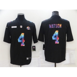 Men Cleveland Browns 4 Deshaun Watson Black Crucial Catch Limited Stitched Jersey