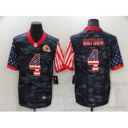 Men Cleveland Browns 4 Deshaun Watson Camo USA Flag Limited Stitched Jersey