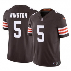 Men Cleveland Browns 5 Jameis Winston Brown 2023 F U S E Vapor Limited Stitched Football Jersey