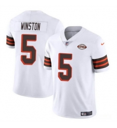 Men Cleveland Browns 5 Jameis Winston White 1946 Collection Vapor Limited Stitched Football Jersey