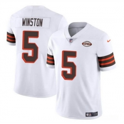 Men Cleveland Browns 5 Jameis Winston White 1946 Collection Vapor Limited Stitched Football Jersey
