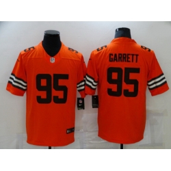 Men Cleveland Browns 95 Myles Garrett Orange 2021 Inverted Legend Stitched Nike Limited Jersey