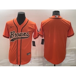 Men Cleveland Browns Blank Orange Stitched Jersey