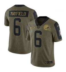 Men's Cleveland Browns Baker Mayfield Nike Olive 2021 Salute To Service Limited Player Jersey