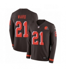 Mens Nike Cleveland Browns 21 Denzel Ward Limited Brown Therma Long Sleeve NFL Jersey