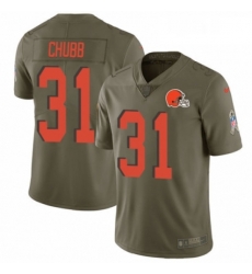 Mens Nike Cleveland Browns 31 Nick Chubb Limited Olive 2017 Salute to Service NFL Jersey